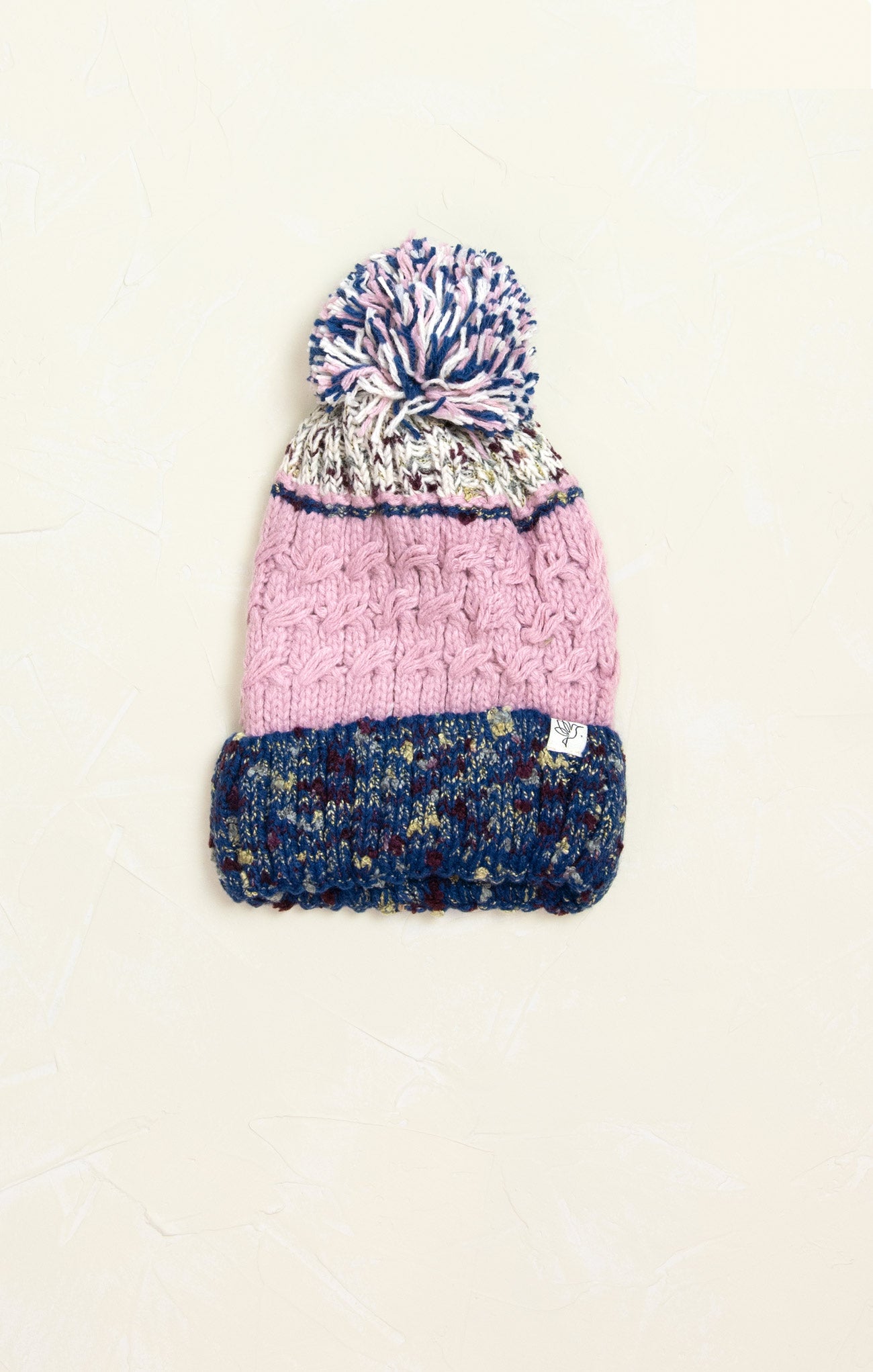 Olivia Chunky Knit Pom Pom Winter Beanie, pink, cuffed beanie, winter beanie