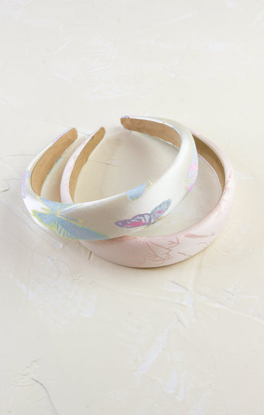 Shop At Grace Pastel Satin Headband, pastel butterfly, pastel pink