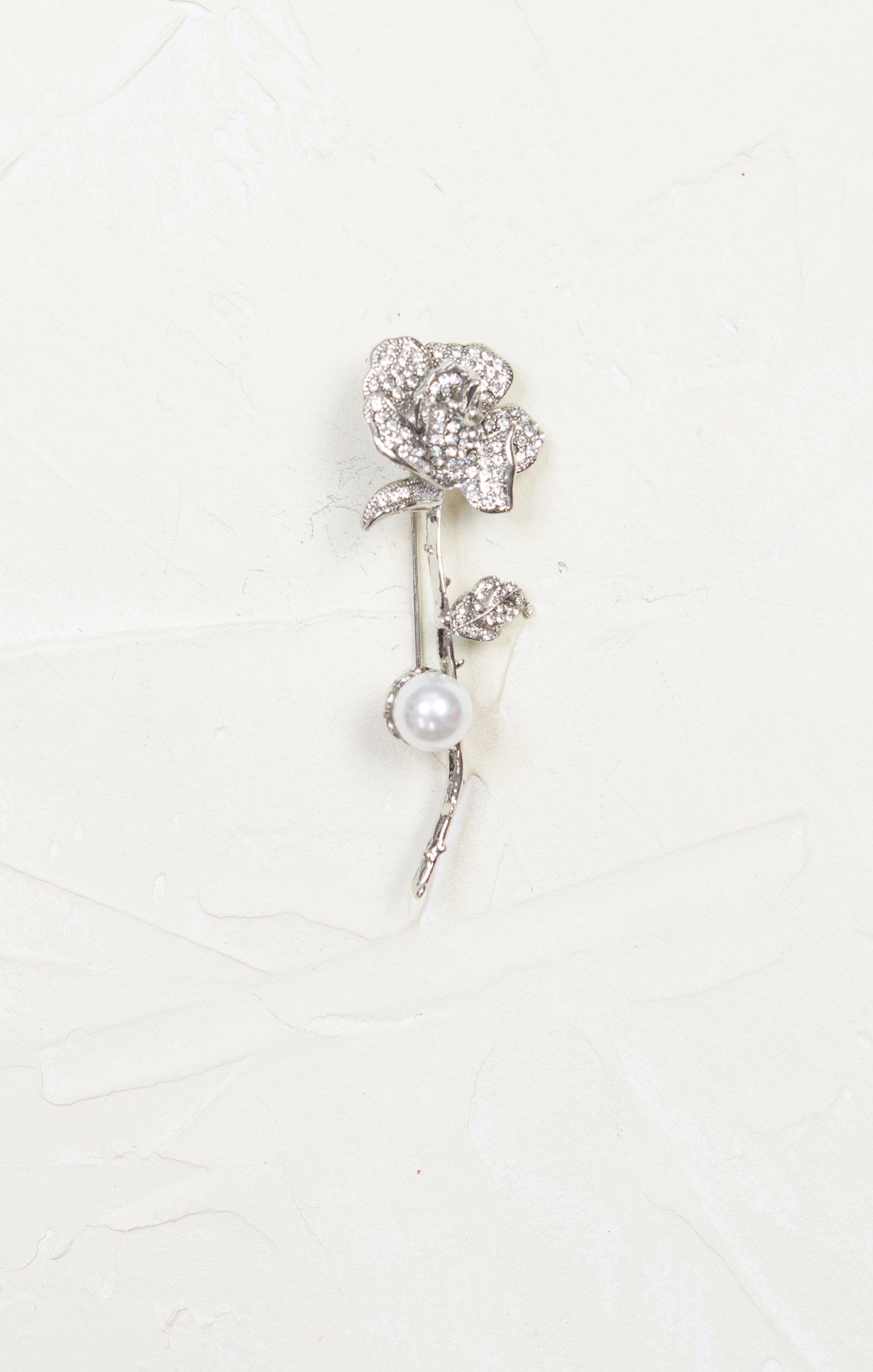 Pearl Rose Brooch, silver, elegant brooch