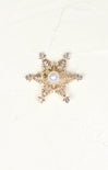 Pearl Snowflake Brooch, gold, pearl and rhinestone 