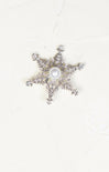 Pearl Snowflake Brooch, silver, pearl and rhinestone 