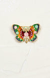 Petite Butterfly Brooch, rainbow color, gold hardware 