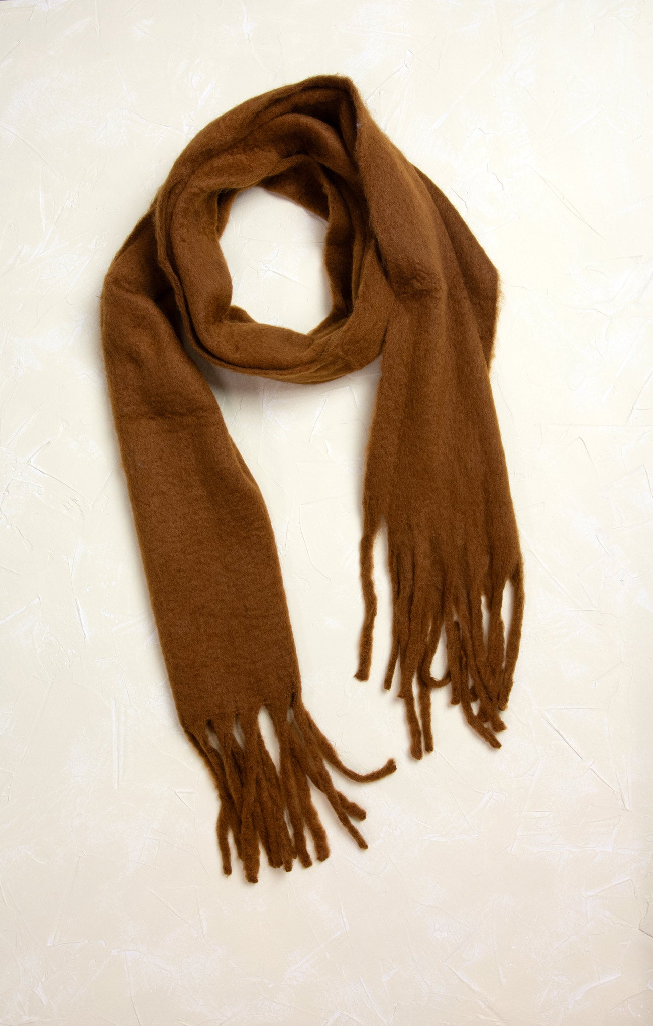 Remi Oversized Ring Scarf, brown, chunky scarf, fringe ends