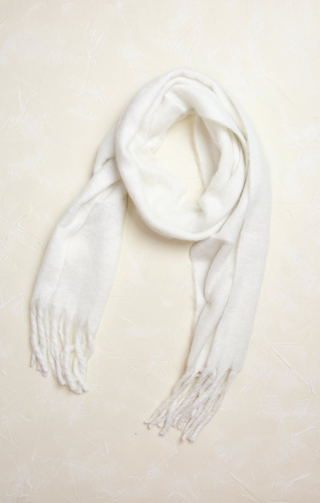 Remi Oversized Ring Scarf, white, chunky scarf, fringe ends