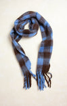 Romy Buffalo Plaid Chunky Scarf, buffalo plaid, fringe ends, acrylic, blue and cream 