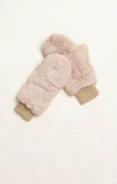 Solid Faux Fur Mittens, faux fur, mittens, gloves, cuffed, open detail, camel