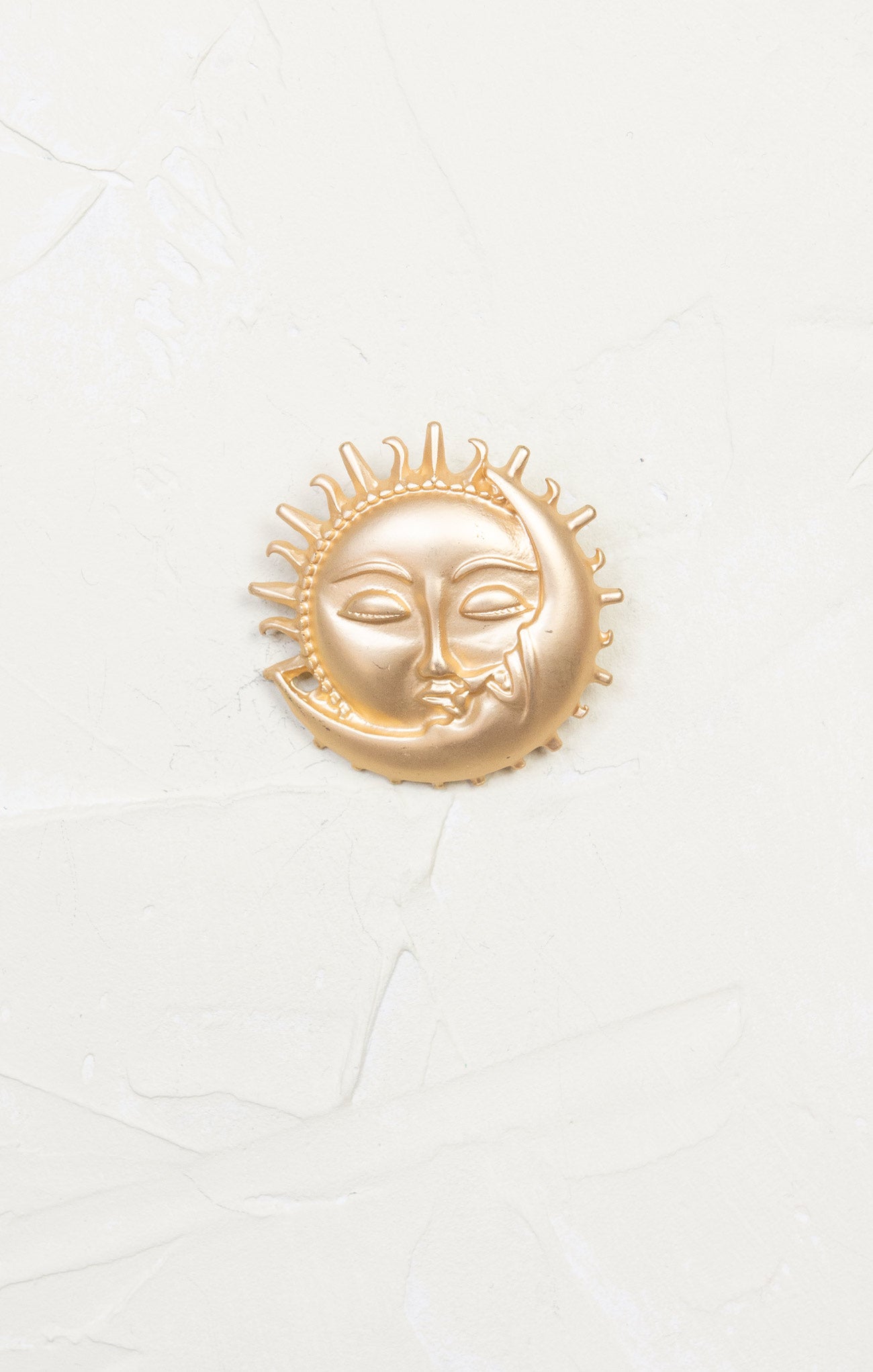 Sun & Moon Brooch, gold, half sun, half moon