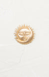 Sun & Moon Brooch, gold, half sun, half moon