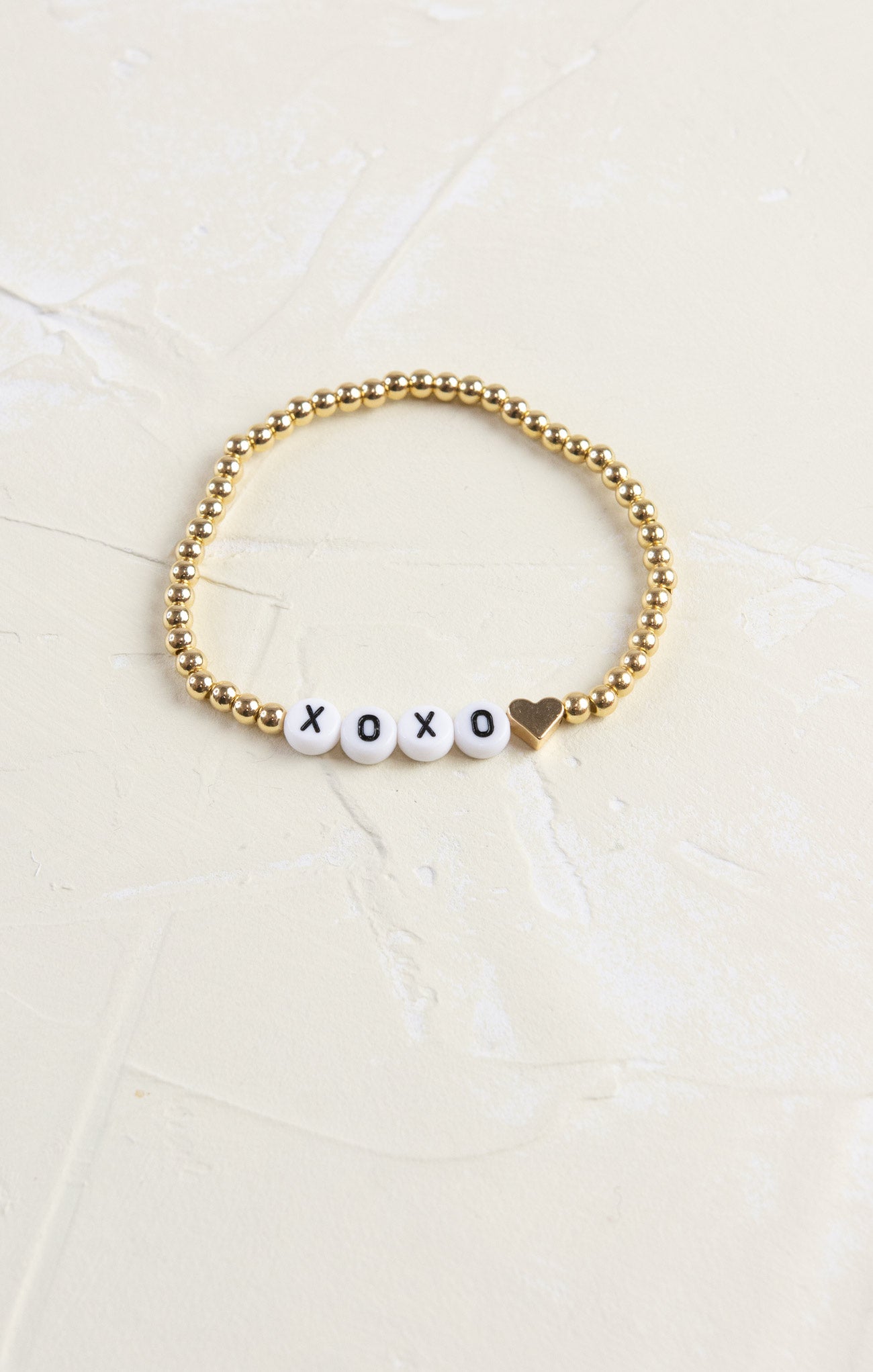 Shop At Grace, XOXO Stretch Bracelet, XOXO charms, gold beads, stretch bracelet 