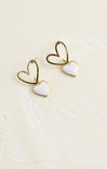 Shop At Grace, Yours & Mine Heart Earrings, white, double heart, stud earrings