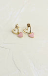 Shop At Grace, Yours & Mine Heart Earrings, pink, double heart, stud earrings