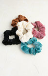 Shop At Grace, Anna Velvet Corduroy Scrunchy, 5 different colors, flat lay