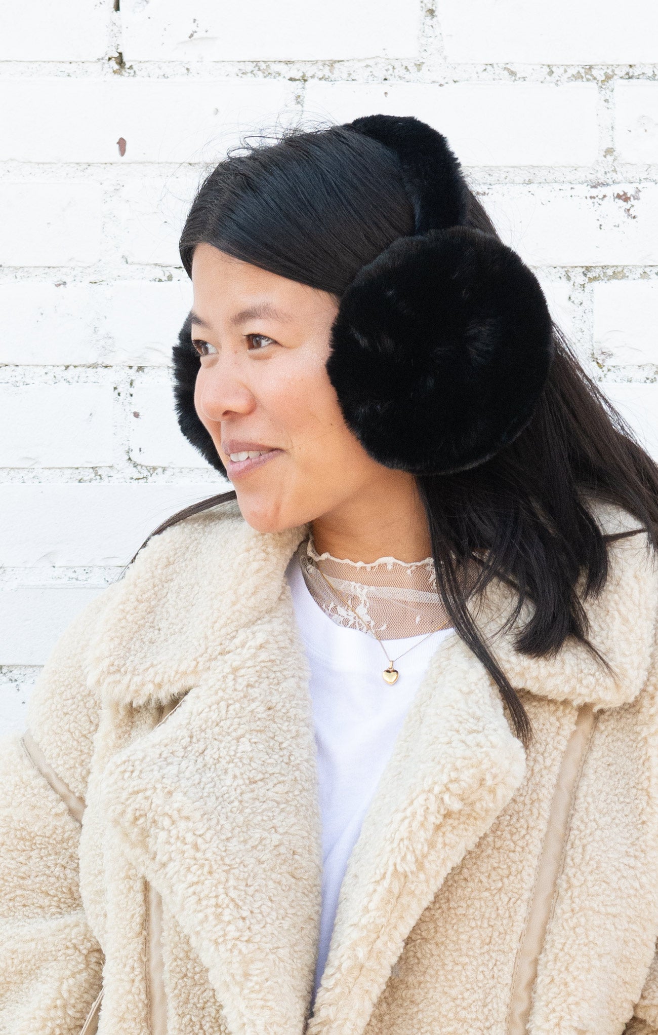 Shop At Grace, Arctic Sanctuary Cozy Cloud Earmuffs, black, faux fur earmuffs