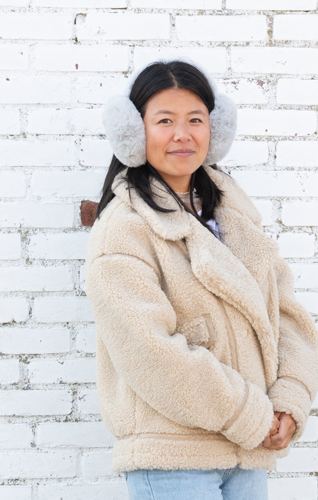 Shop At Grace, Arctic Sanctuary Cozy Cloud Earmuffs, grey, faux fur earmuffs