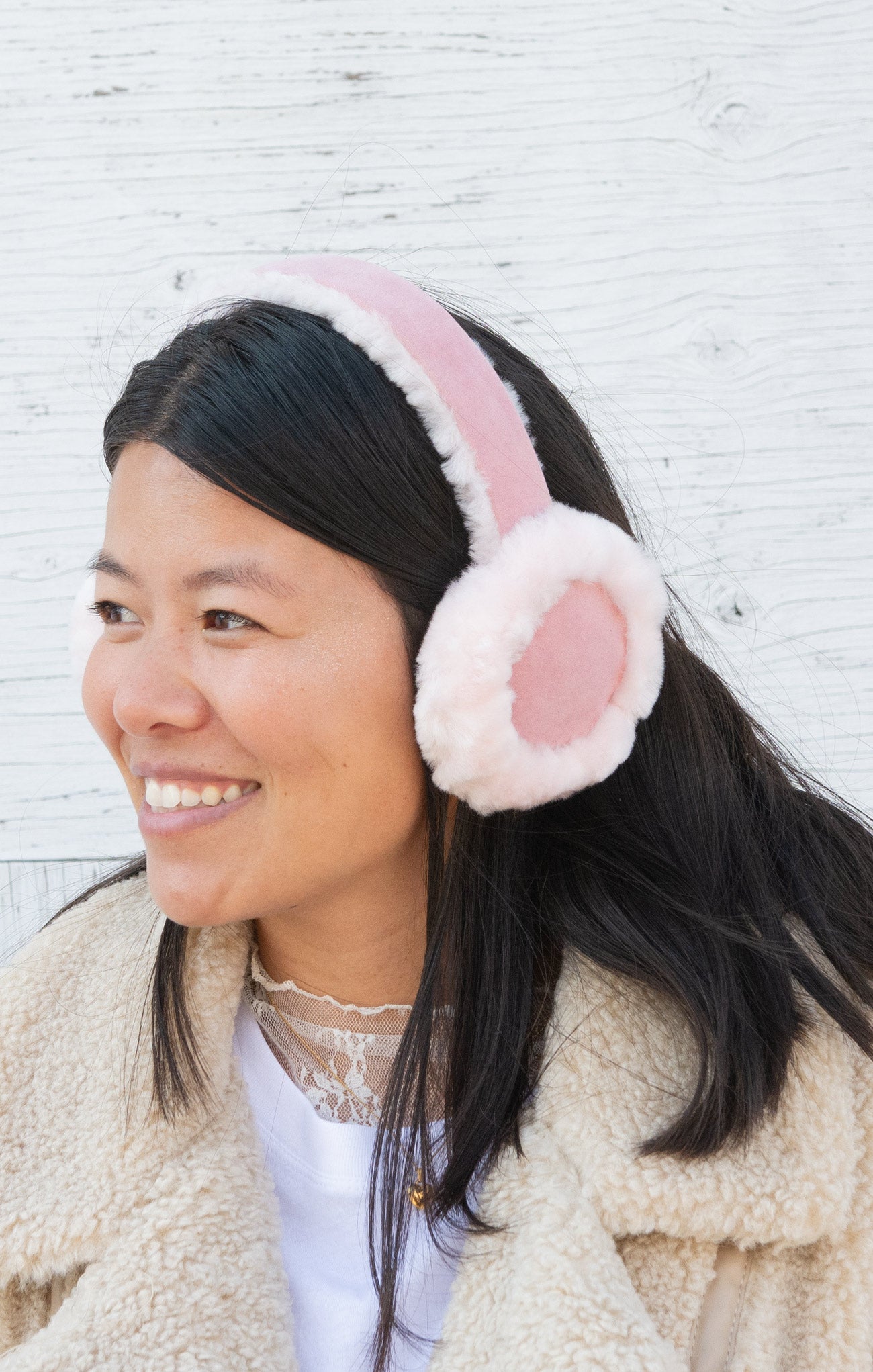 Shop At Grace, Arctic Sanctuary Shearling Sheepskin Fur Earmuffs, pink, sheepskin, earmuffs 