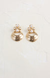 Shop At Grace, Byzantine Cross Door Knocker Earring, gold and faux pearl