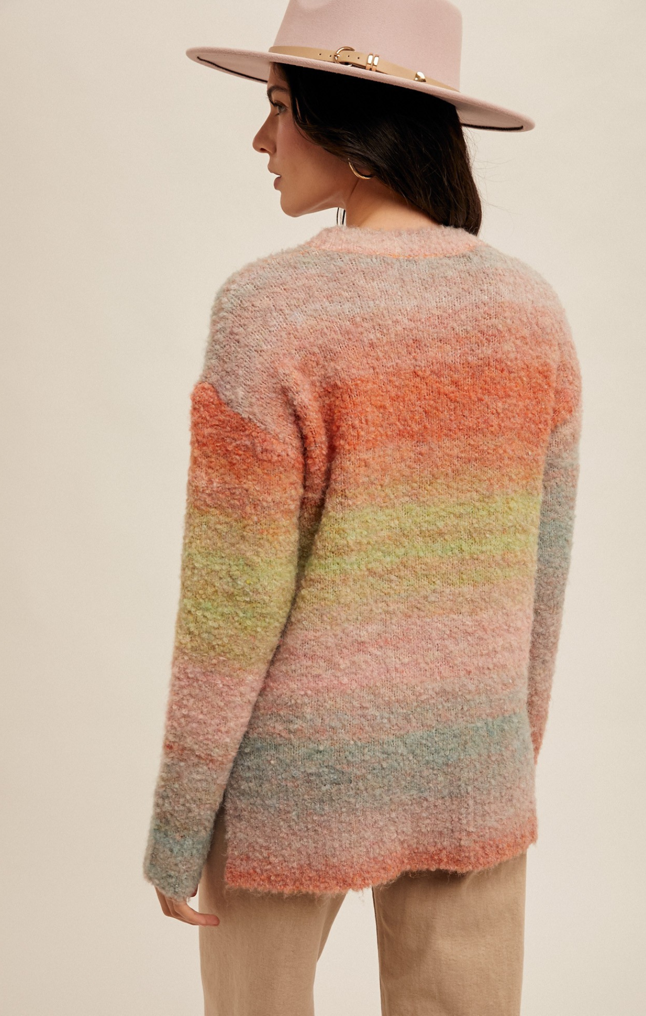 Celia Boucle Sweater, pastel multi, long sleeves, boucle fabric, round neck