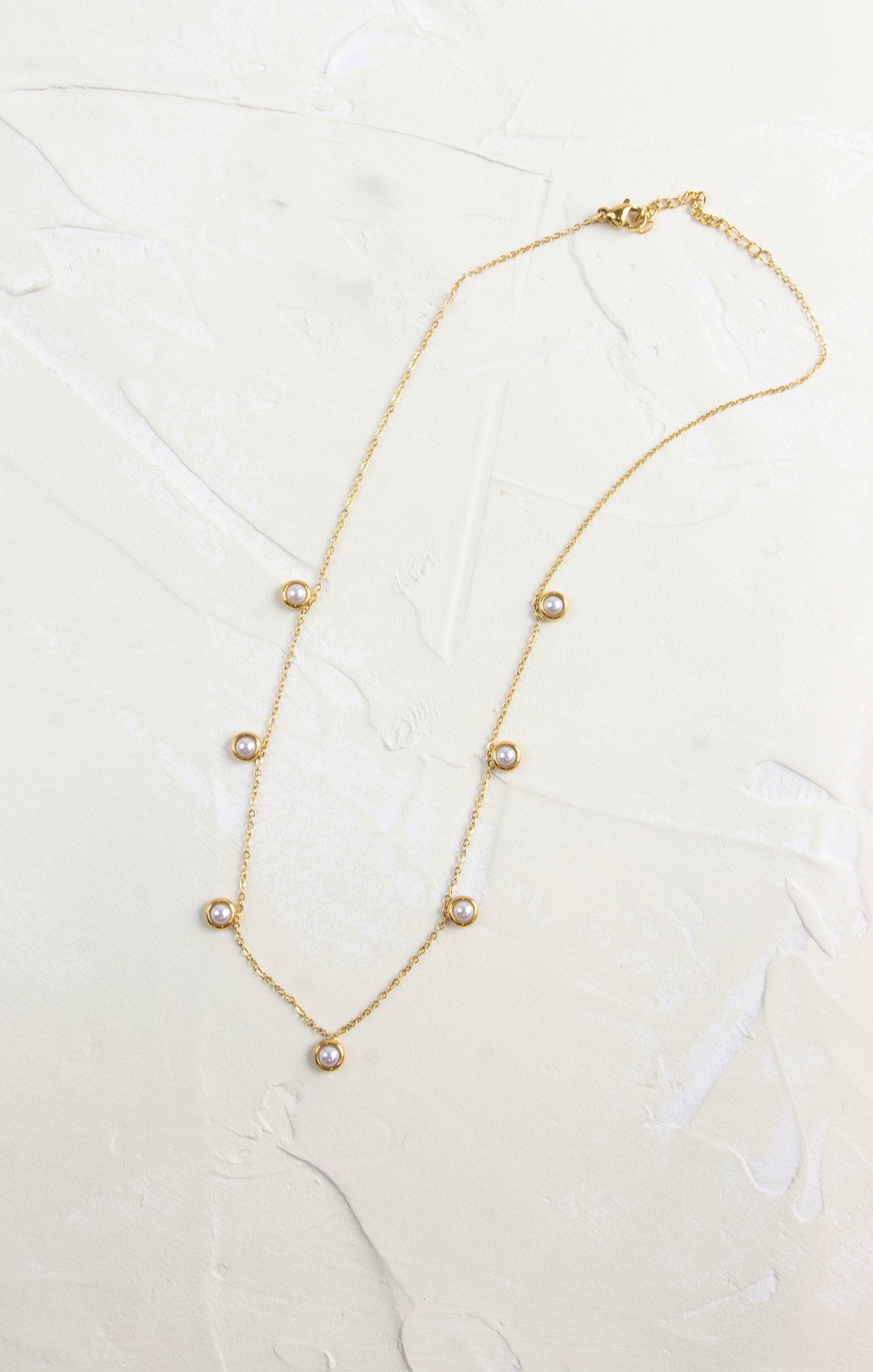 Shop At Grace, Charm Necklace, pearl and gold, adjustable clasp and length