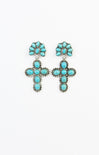 Daisy Western Style Turquoise Cross earrings, western style, drop earrings