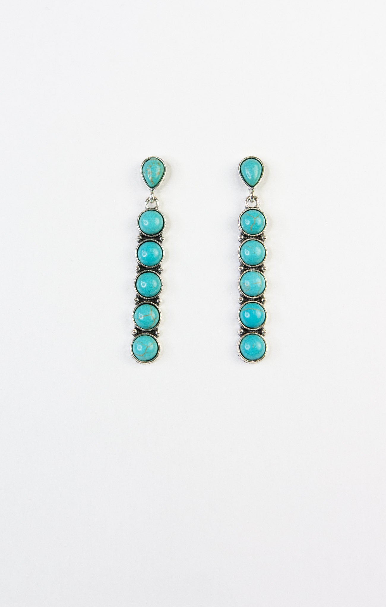 Dakota Long Beaded Studs, drop earrings, turquoise, western style