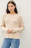 Drew Waffle Knit Sweater, oatmeal, ribbed material, long sleeves, everyday sweater