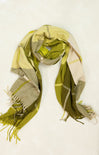 Emily Window Pane Scarf, green plaid, oblong scarf, fringe ends