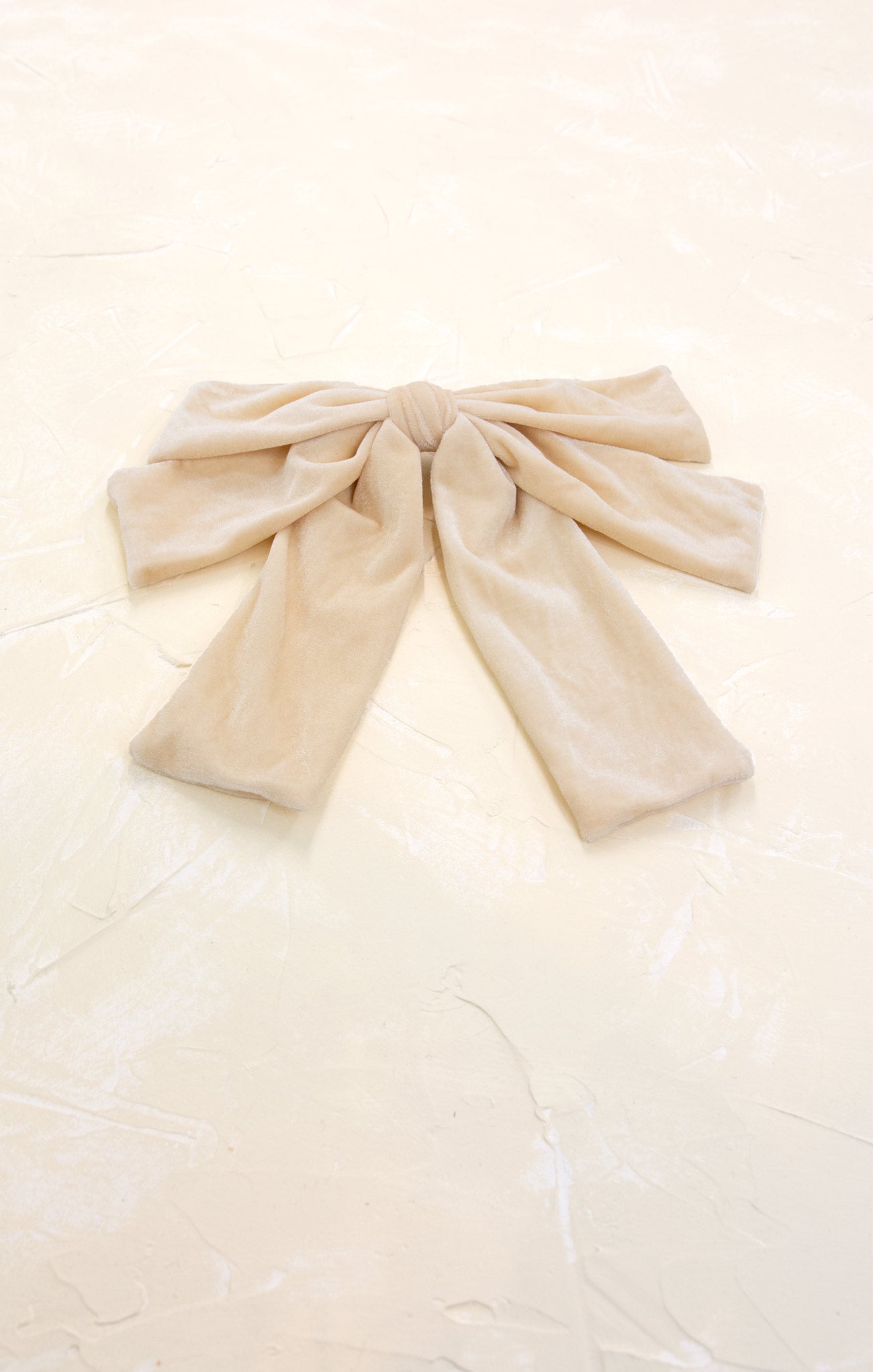 Gianna Velvet Bow Hair Clip, velvet, bow, winter accessory, hair clip, beige