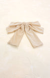 Gianna Velvet Bow Hair Clip, velvet, bow, winter accessory, hair clip, beige