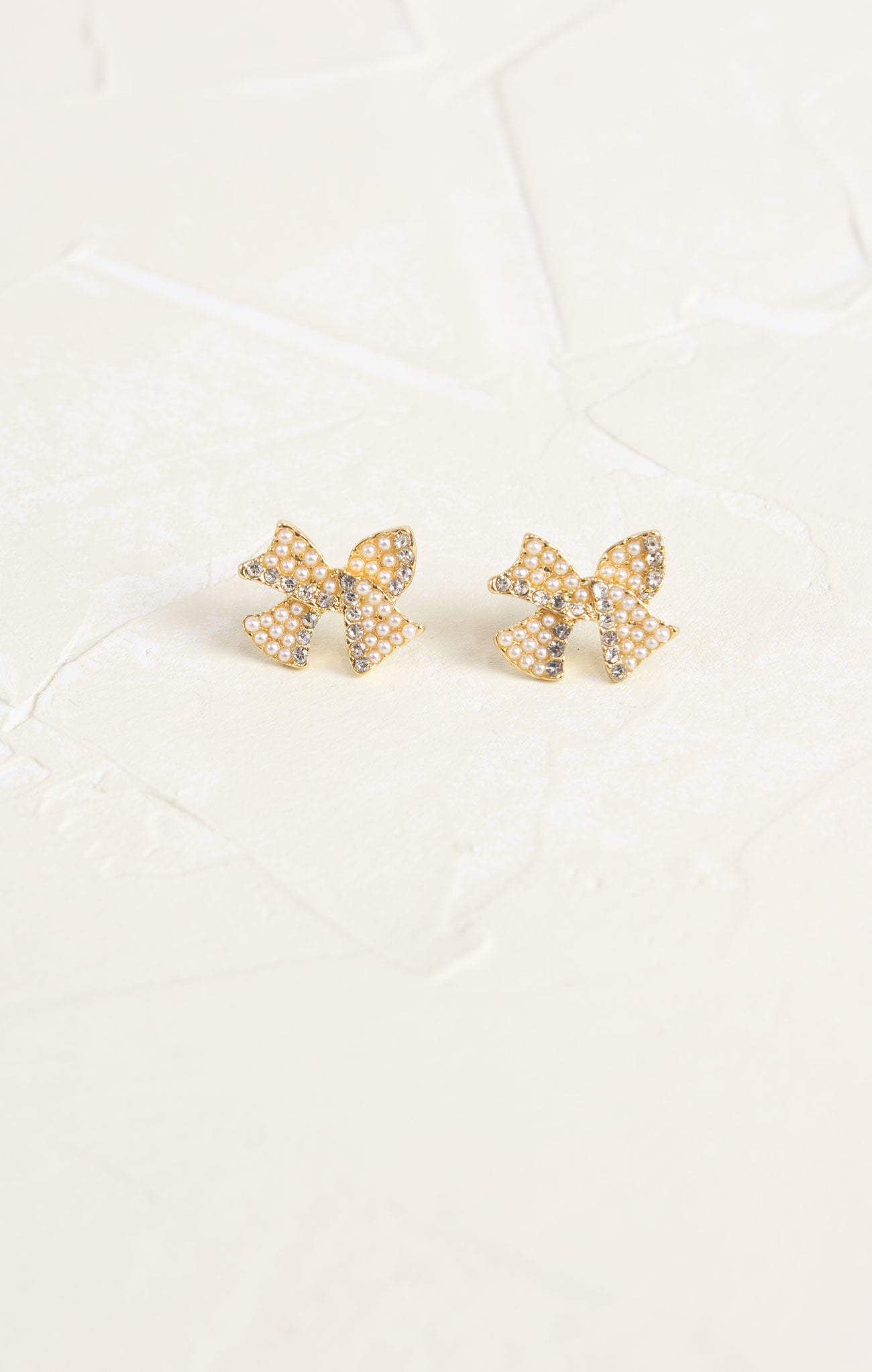 Shop At Grace, Glitzy Pearl Bow Studs, gold and pearl, studs, holiday collection