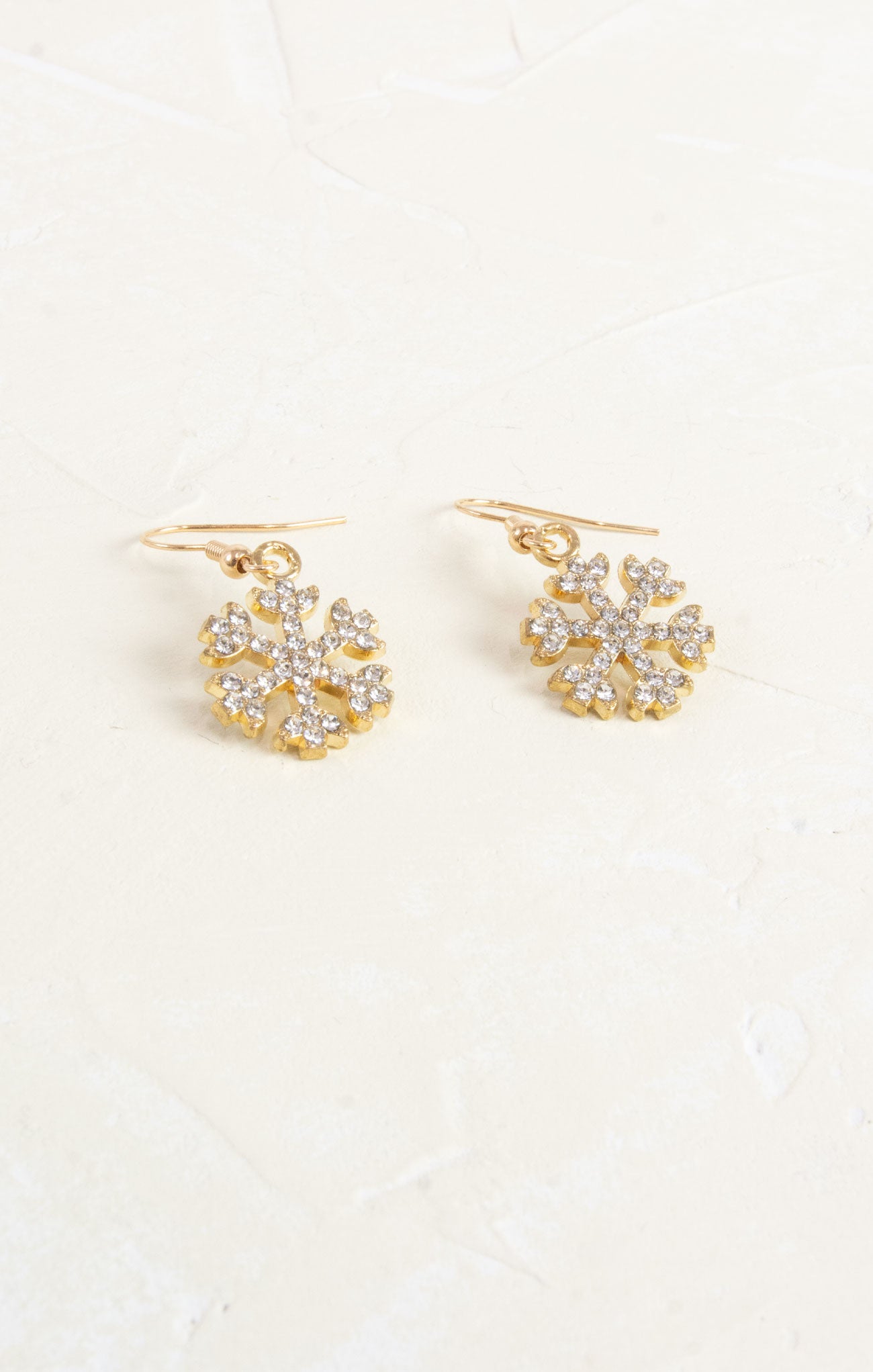 Shop At Grace, Glitzy Snowflake Earring, hang down earrings, gold and rhinestone