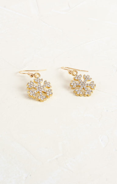 Shop At Grace, Glitzy Snowflake Earring, hang down earrings, gold and rhinestone