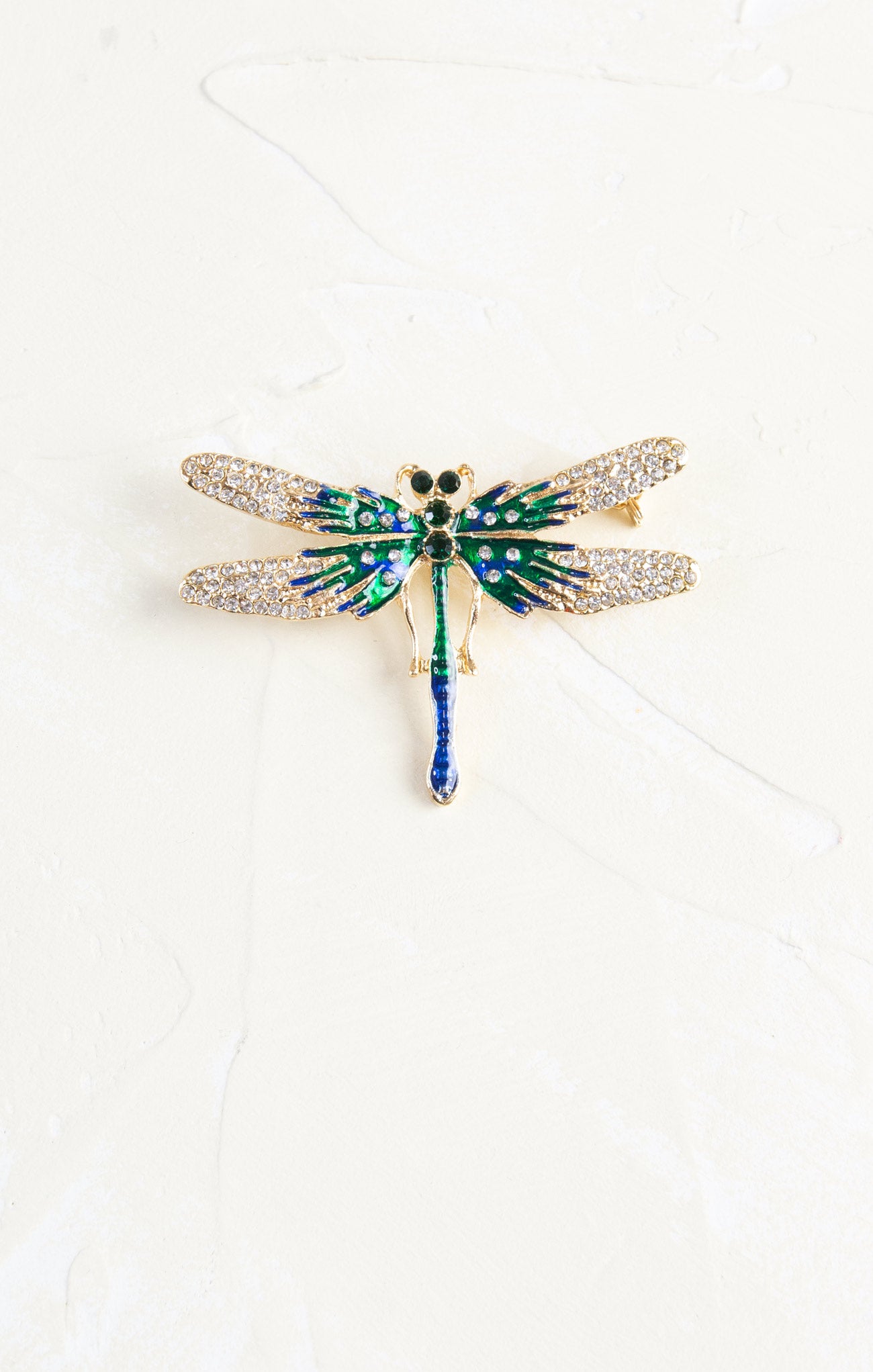 Shop At Grace, Glitzy Wing Dragonfly Brooch, green