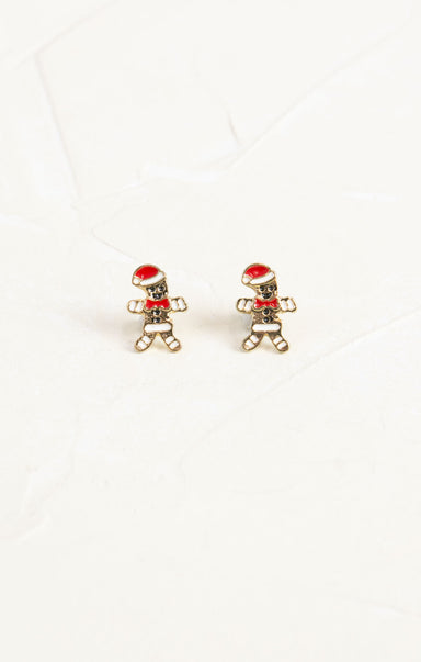 Shop At Grace, Gold Dancing Gingerbread Studs, holiday studs, Christmas studs 