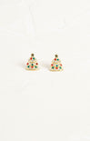 Shop At Grace, Gold Holiday Tree Studs, red and green rhinestone lights, star on top tree 