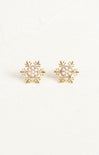 Shop At Grace, Gold Snowflake Studs, gold hardware, pearl and rhinestones