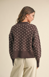 Shop At Grace, Miou Muse, Heart Cropped Sweater, brown, long sleeves, heart pattern, cropped sweater