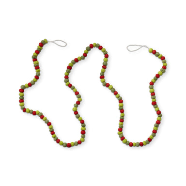 Shop At Grace, Heirloom Wool Ball Garland, red and green