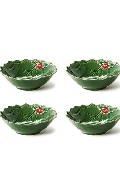 Shop At Grace, Holiday Holly Tidbit Bowls, green and red