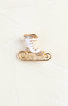 Shop At Grace, Holiday Skate Brooch, white and gold, rhinestone