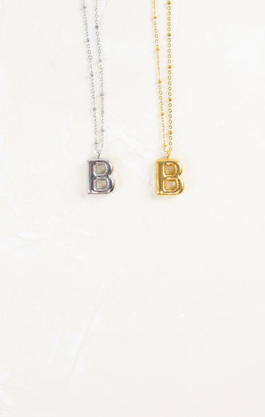 Shop At Grace, Ivy Cloud Letter Necklace, letter B, silver and gold 