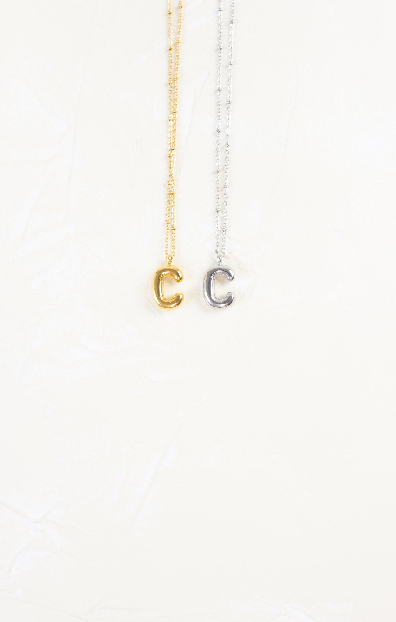 Shop At Grace, Ivy Cloud Letter Necklace, letter C, silver and gold 