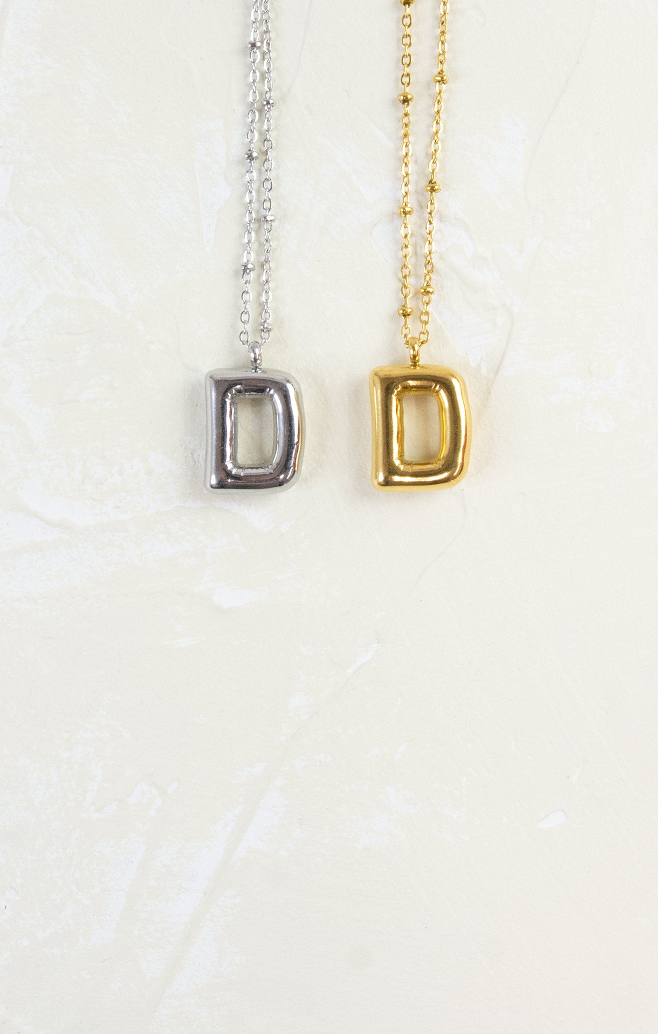 Shop At Grace, Ivy Cloud Letter Necklace, letter D, silver and gold 