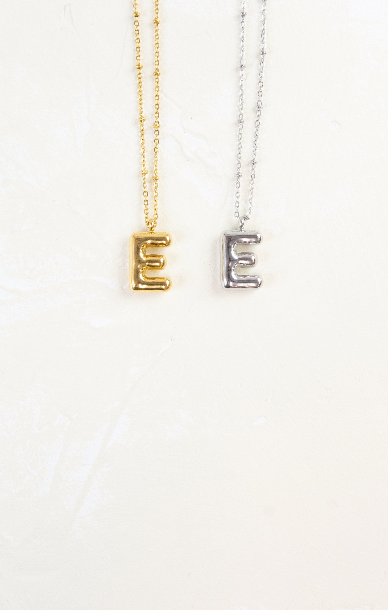 Shop At Grace, Ivy Cloud Letter Necklace, letter E, silver and gold 