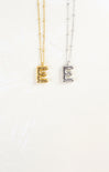 Shop At Grace, Ivy Cloud Letter Necklace, letter E, silver and gold 