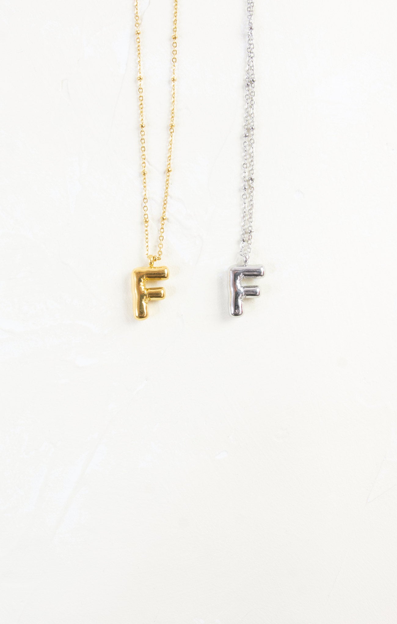 Shop At Grace, Ivy Cloud Letter Necklace, letter F, silver and gold 