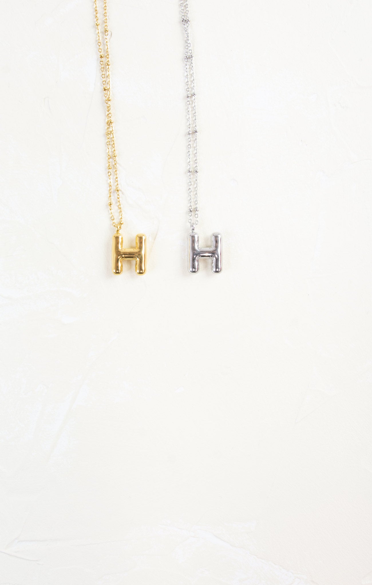 Shop At Grace, Ivy Cloud Letter Necklace, letter H, silver and gold 