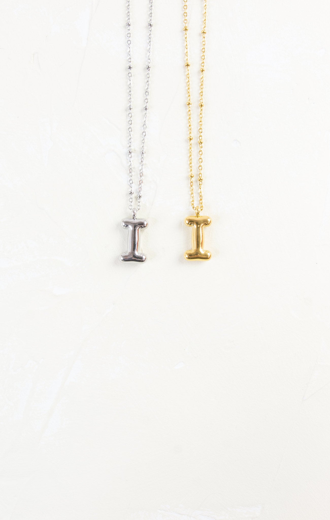 Shop At Grace, Ivy Cloud Letter Necklace, letter I, silver and gold 