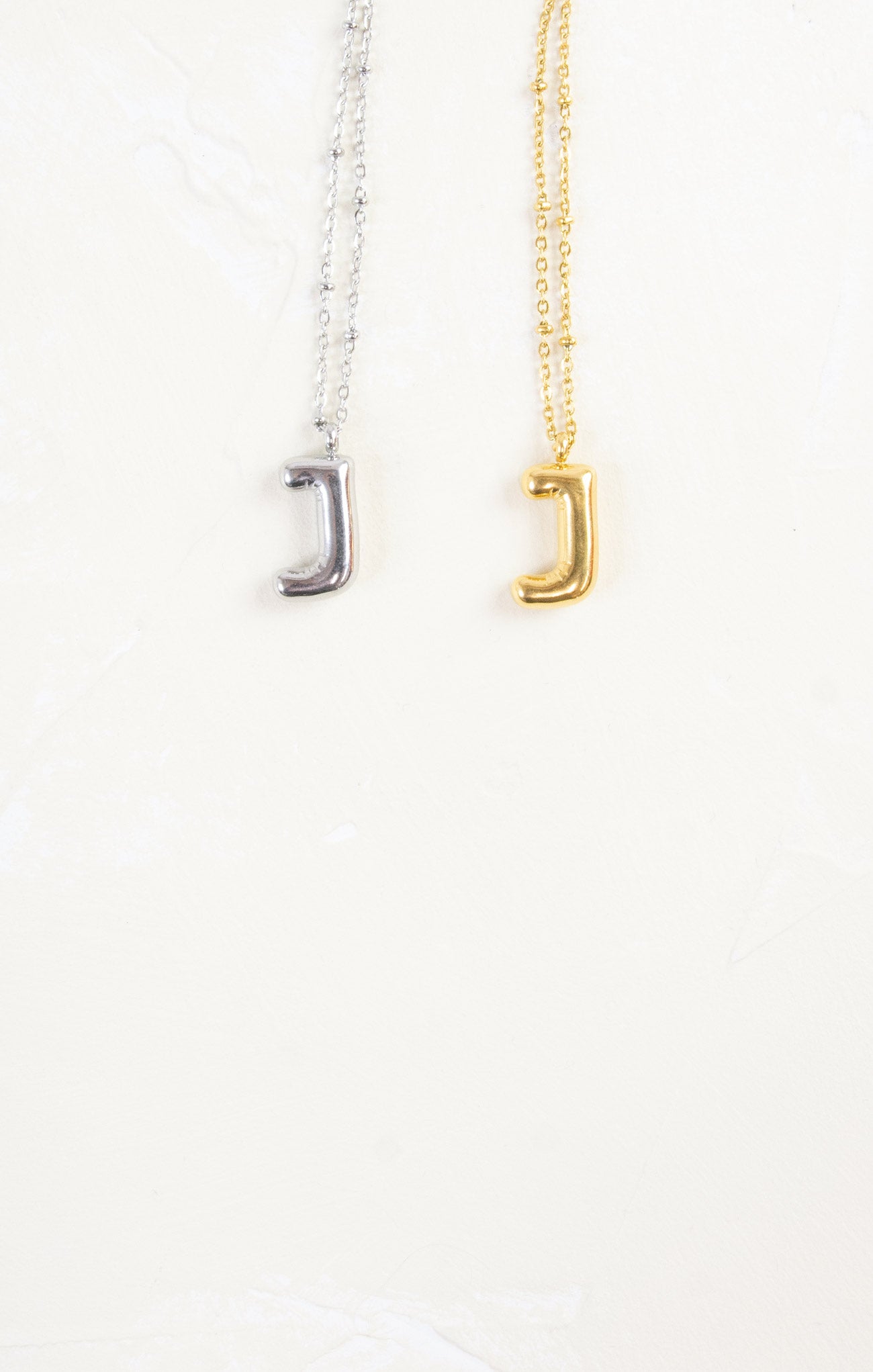 Shop At Grace, Ivy Cloud Letter Necklace, letter J, silver and gold 