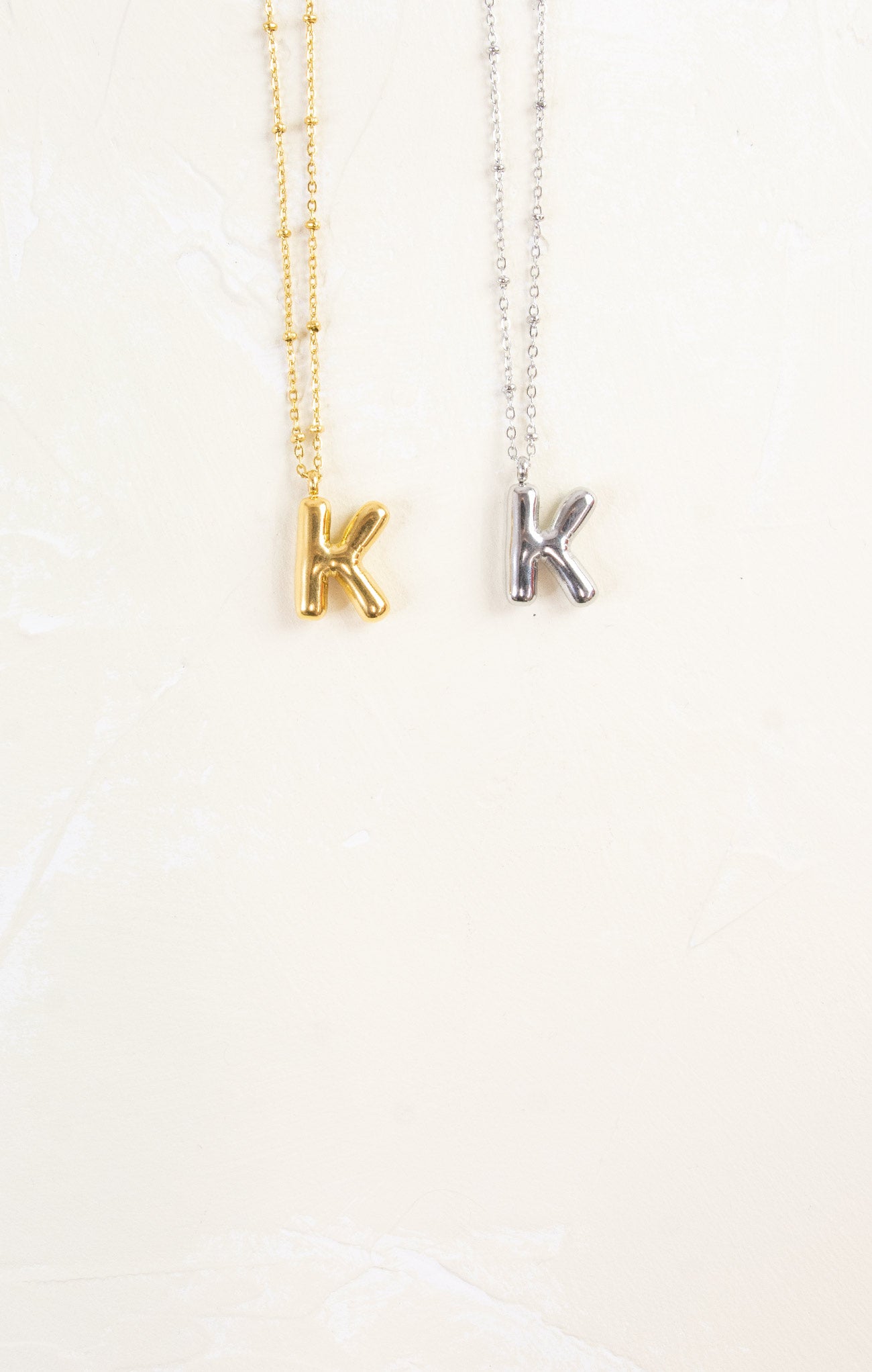 Shop At Grace, Ivy Cloud Letter Necklace, letter K, silver and gold 