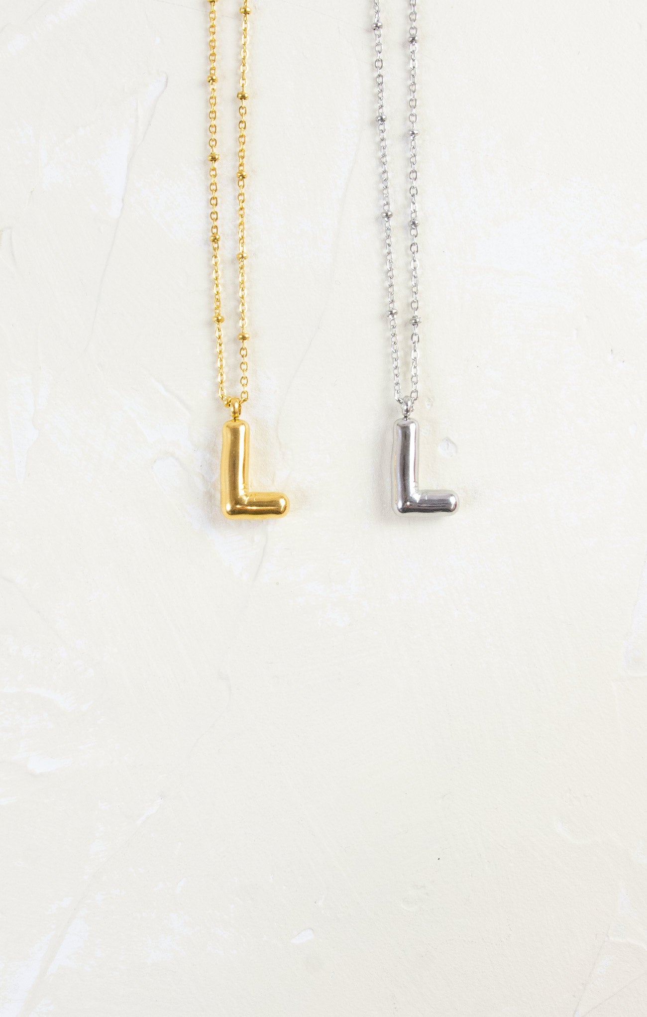 Shop At Grace, Ivy Cloud Letter Necklace, letter L, silver and gold 